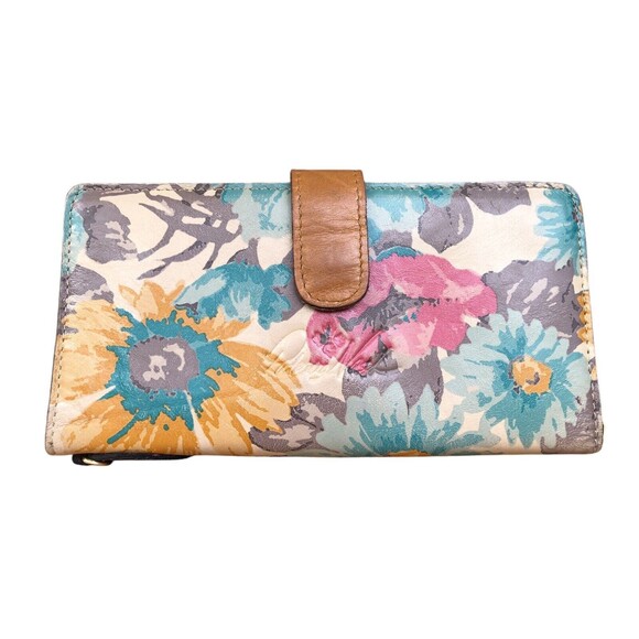 Patricia Nash Leather Wallet Floral Bi-Fold Removable Checkbook Sleeve - Picture 2 of 9